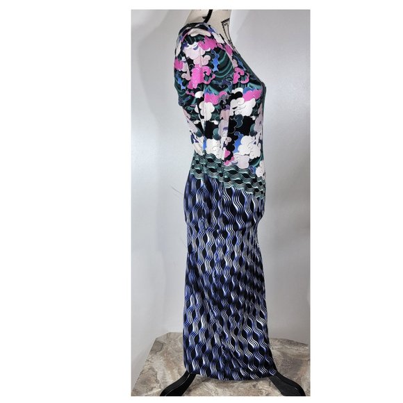 Mary Katrantzou Cloud Print Long Sleeve Jersey Bodycon Midi Dress Size M - Picture 3 of 7